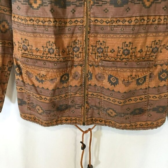 Divided by H&M Canvas Jacket Women's Size 6 Aztec Print Full Zip Front in Rust - Picture 4 of 13